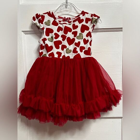 Tommy Bahama Red/Gold Heart Tutu Dress W/Bloomer Size 6-9M - Picture 1 of 12